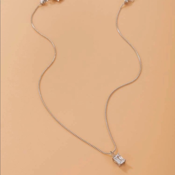 Cubic Zirconia Square Necklace - Picture 4 of 7